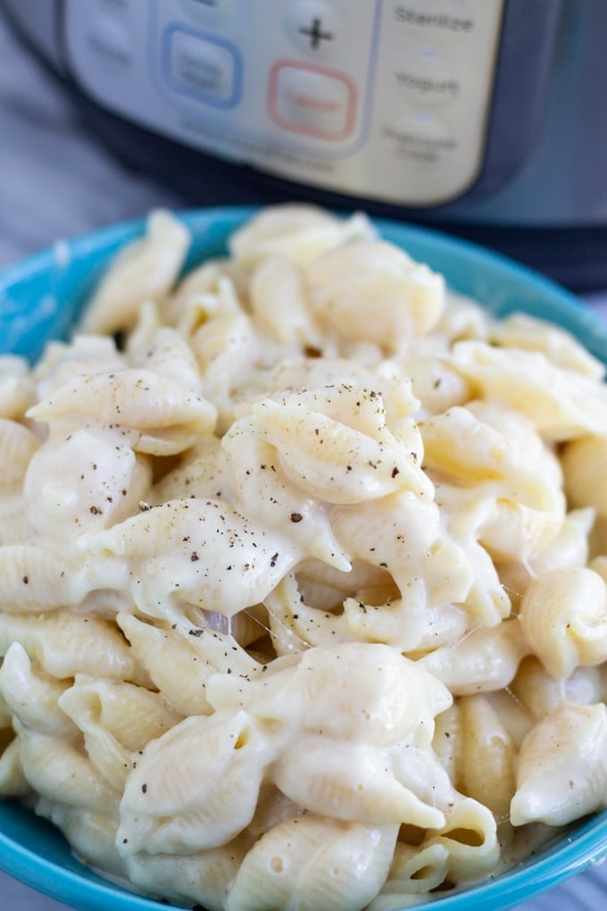 white cheddar pressure cooker pasta on a plate