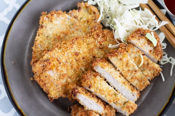 Air Fryer Boneless Pork Chops (Japanese Tonkatsu) .