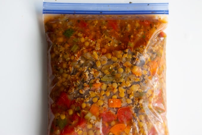 frozen bag of pressure cooker lentil soup