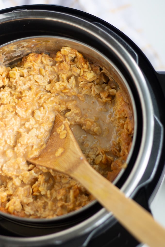 oatmeal in instert with spoon sticking out