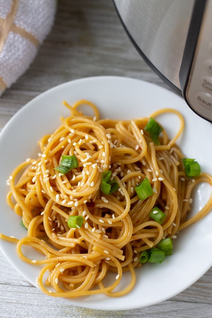 garlic noodles on plate
