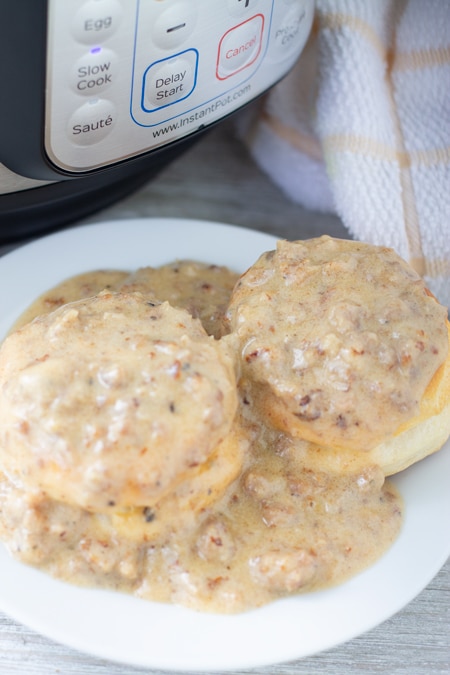 finished gravy covering biscuits