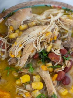 jerk chicken soup recipe in a bowl