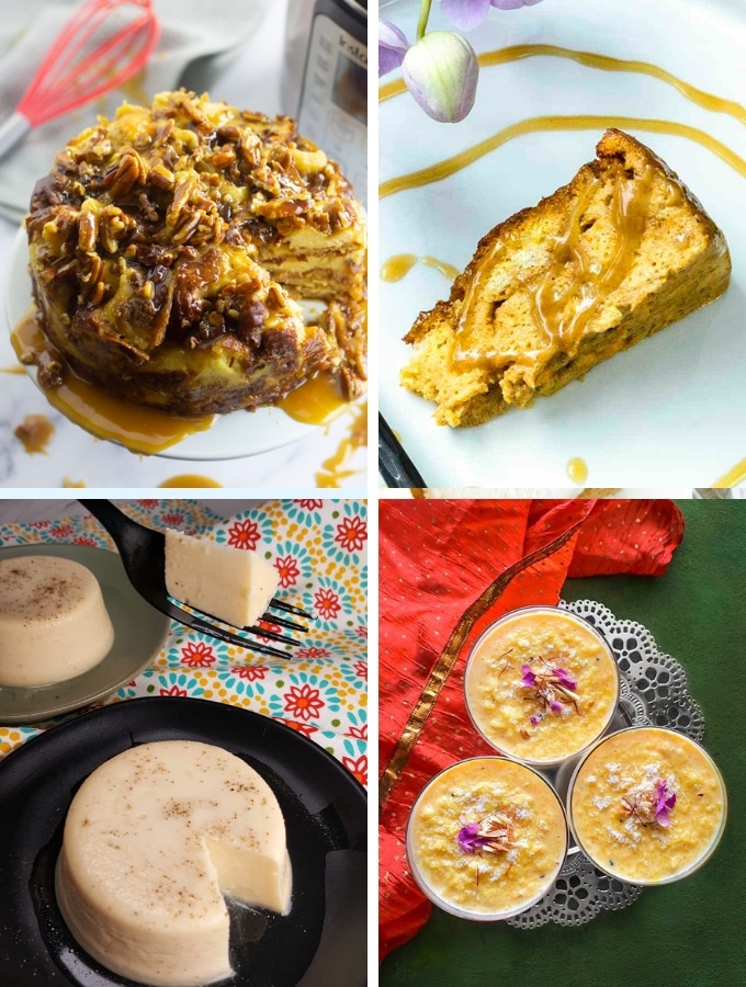 Instant Pot Dessert Pudding Recipes collage , various bread puddings