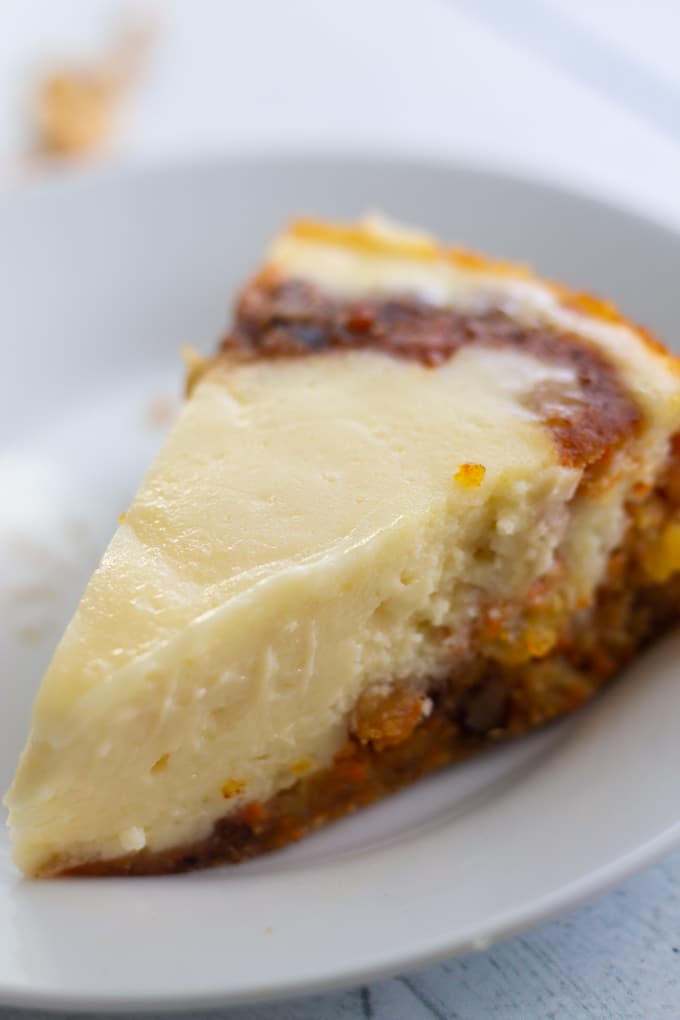 slice of instant pot cake on a plate