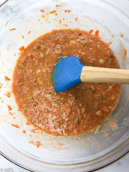 carrot cake mixture in bowl