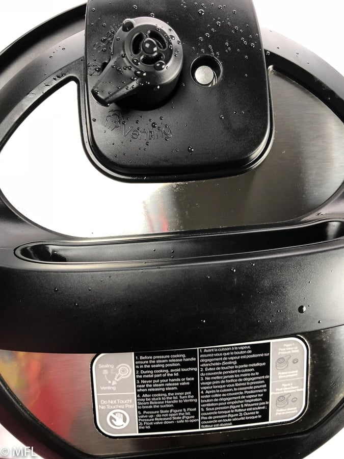 Top of Instant Pot cover set to "Venting"