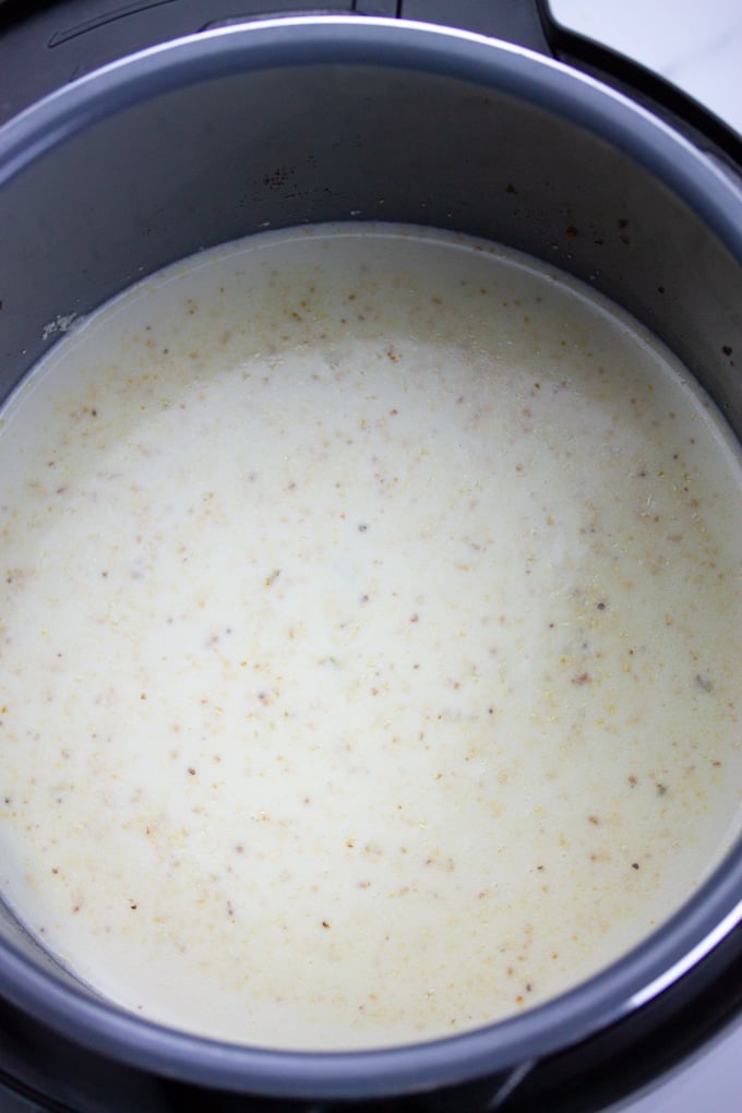 the grits mixture before pressure cooking