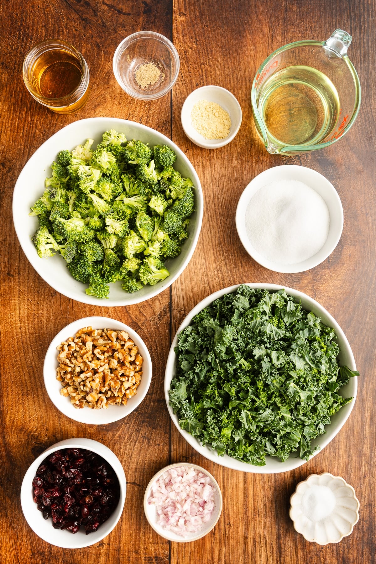 ingredients for kale salad on a table