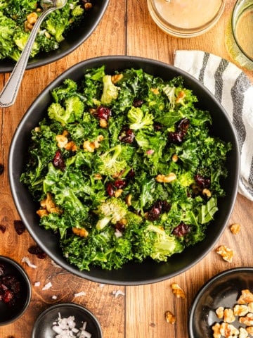 kale and broccoli salad on table