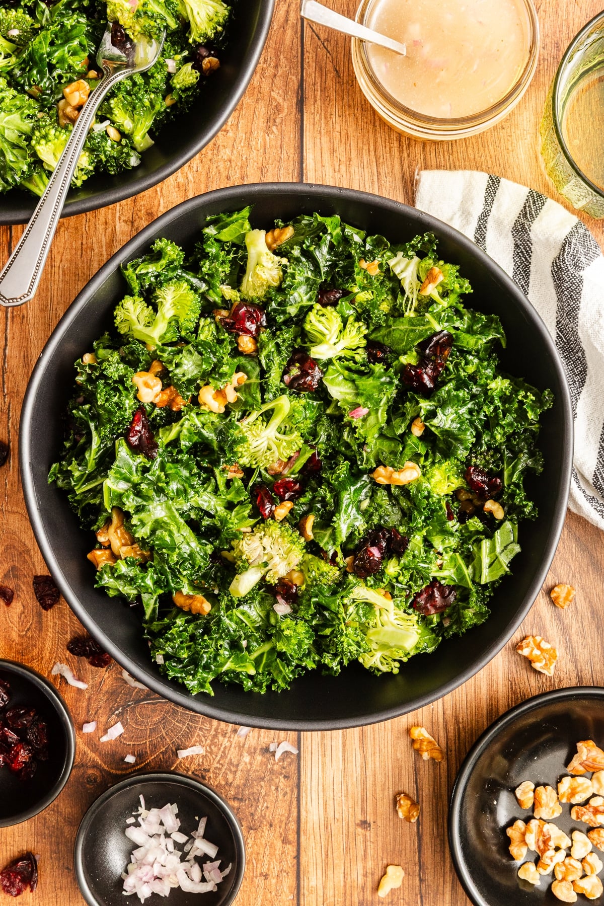 kale and broccoli salad on table