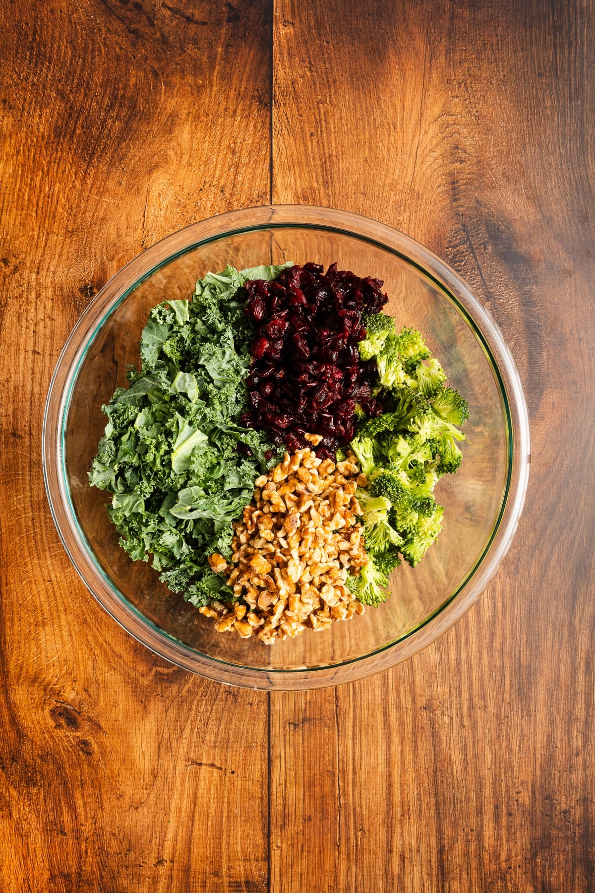 vegetables for kale salad in a bowl