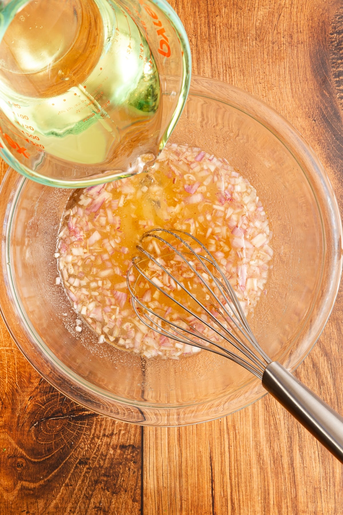 dressing for kale salad being whisked