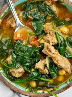 pressure cooker moroccan spiced soup in a bowl