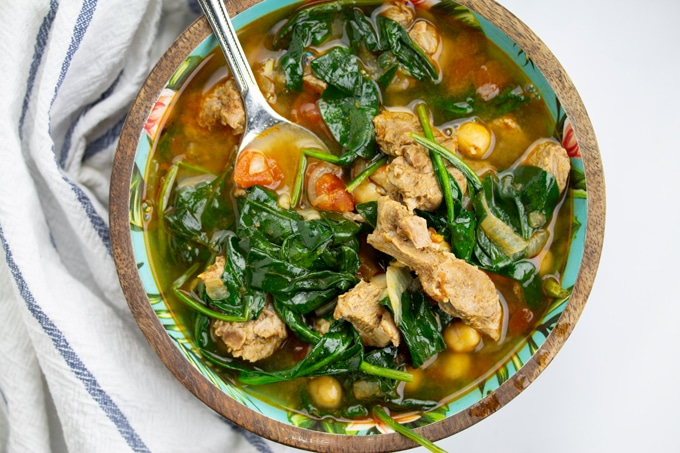 pressure cooker moroccan spiced soup in a bowl