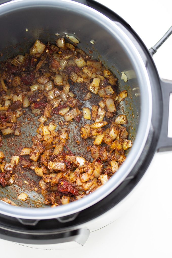 onions in the instant pot with spices