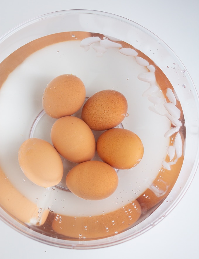 air fryer hard boiled eggs in a water basket