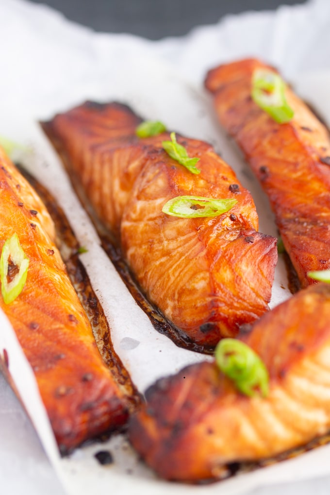 salmon on parchment paper