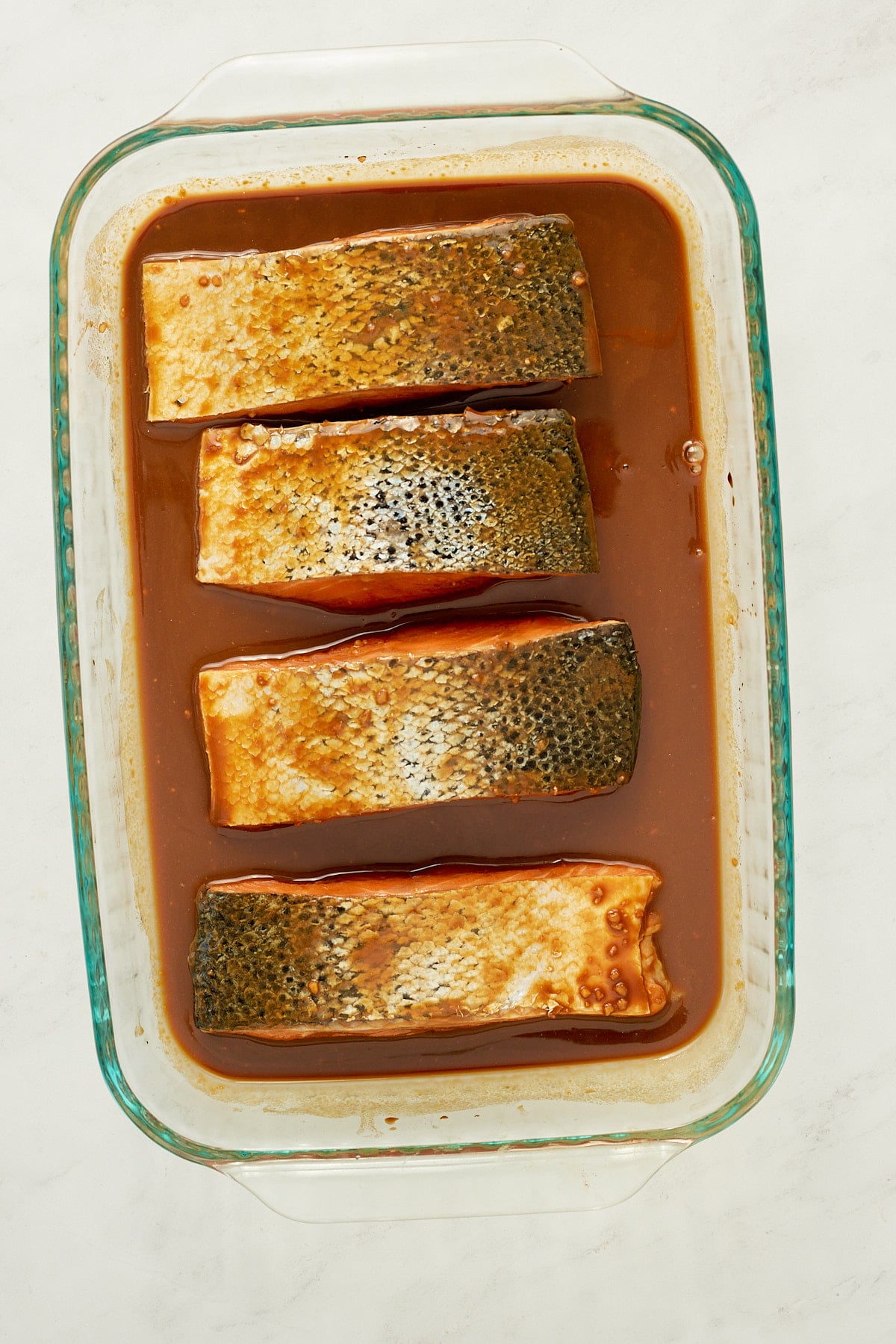 salmon in marinade