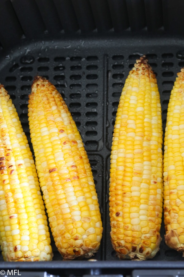 roasted corn in air fryer basket 