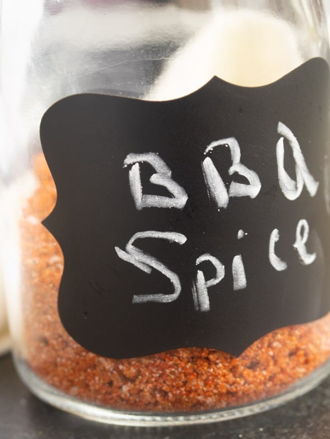bbq seasoning in a jar with bbq spice label