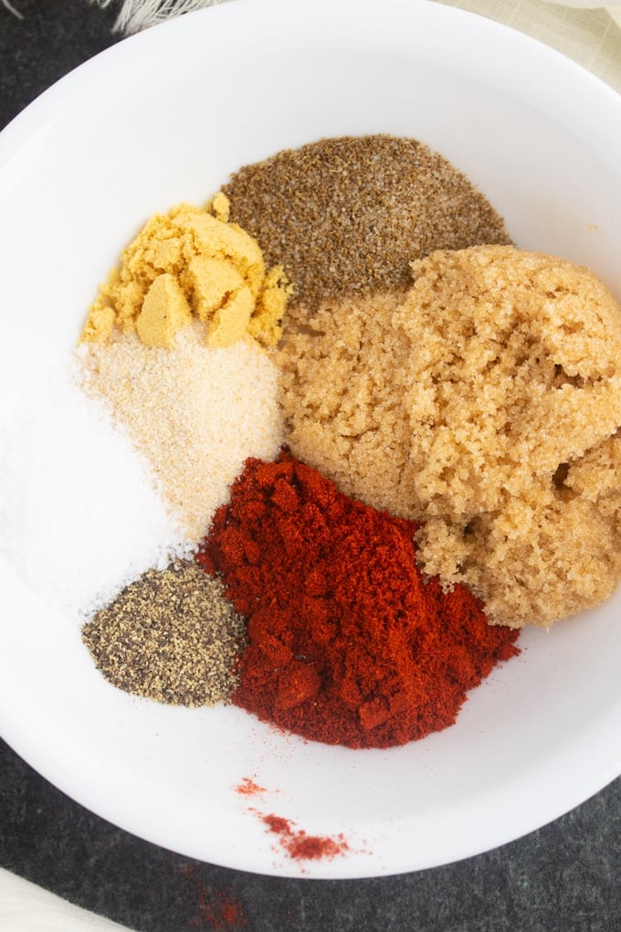 spices separated on a plate