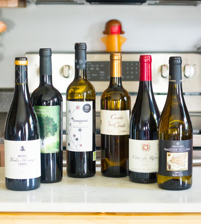 wine bottles in a counter