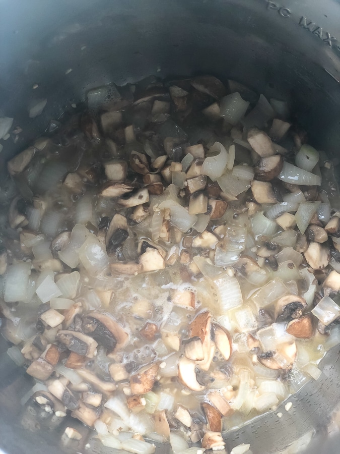 mushrooms, onions, and garlic after sauteéing