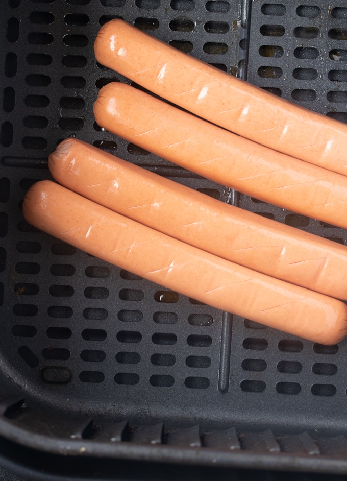 air fryer hot dogs in air fryer basket