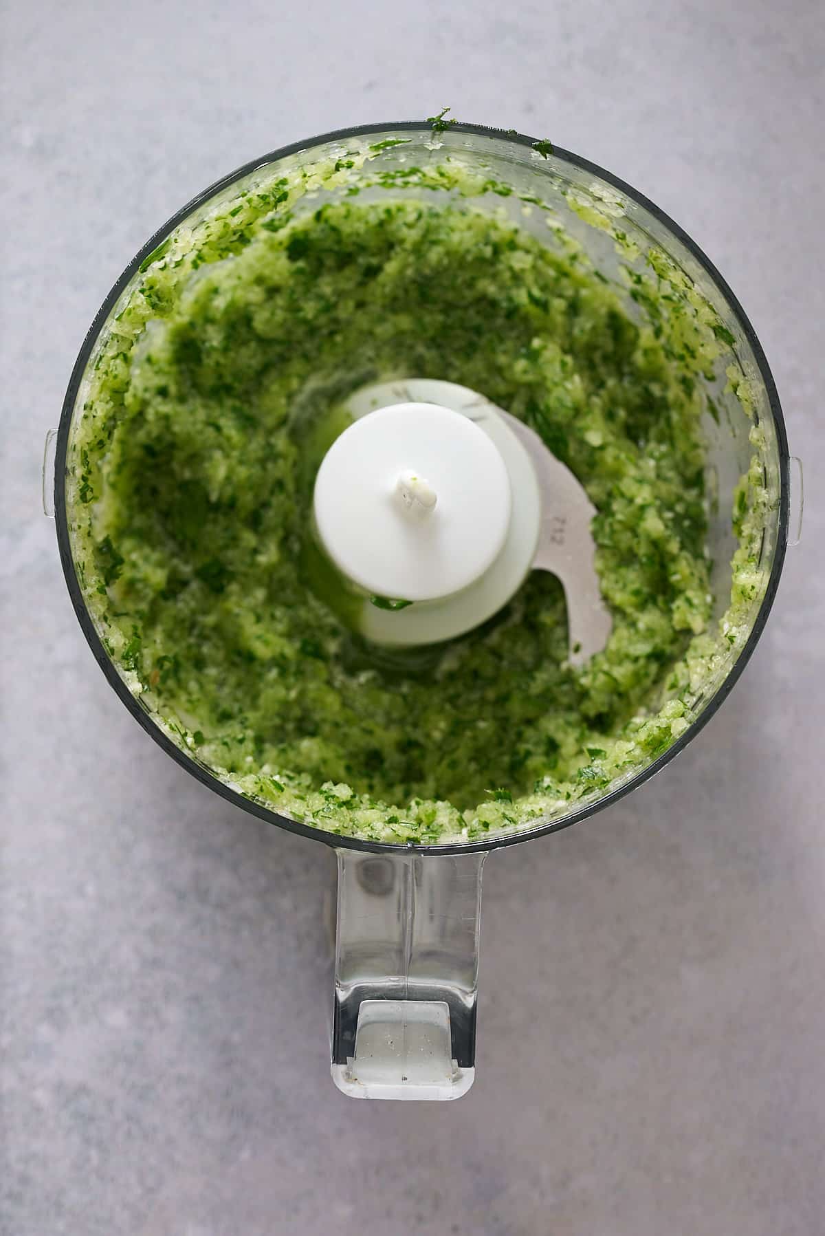 chopped onions and garlic and parsley in mini food processor