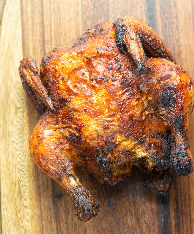 air fryer whole chicken on cutting board