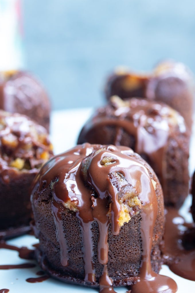 instant pot chocolate cake bites covered with chocolate ganache