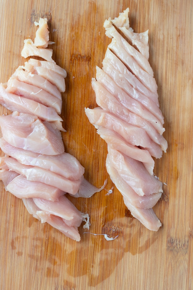 raw chicken breast sliced