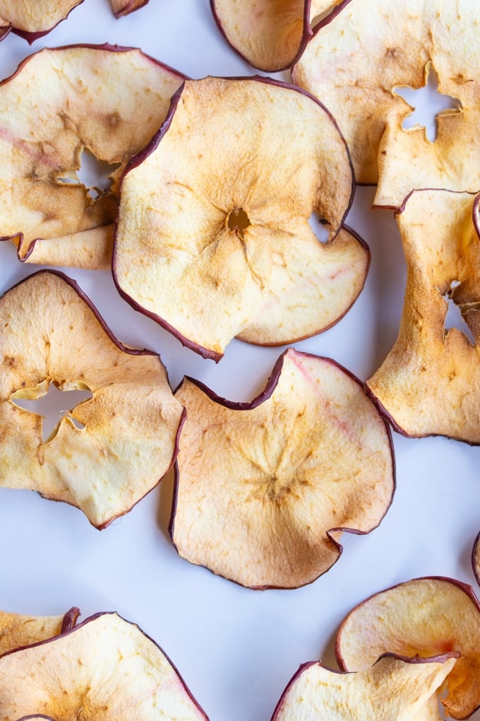 air fryer apple chips on a plate