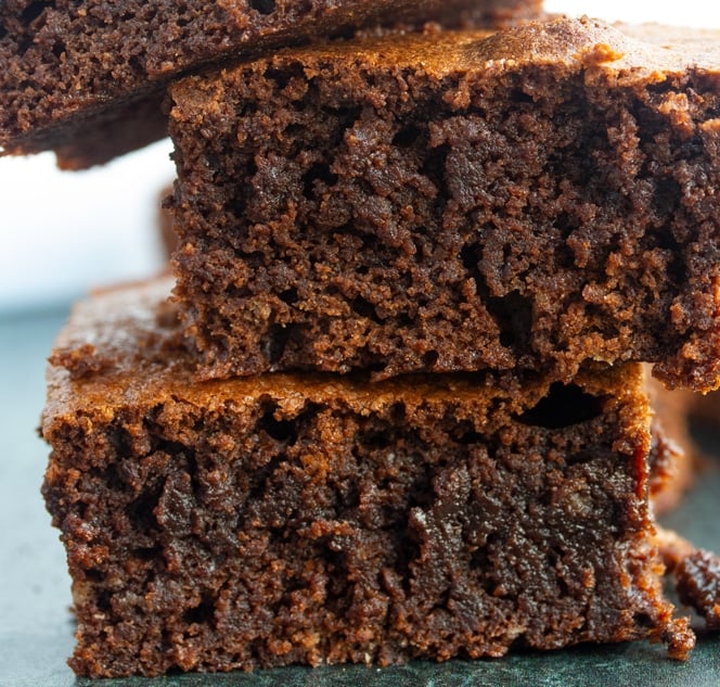 side picture of inside of air fryer brownies