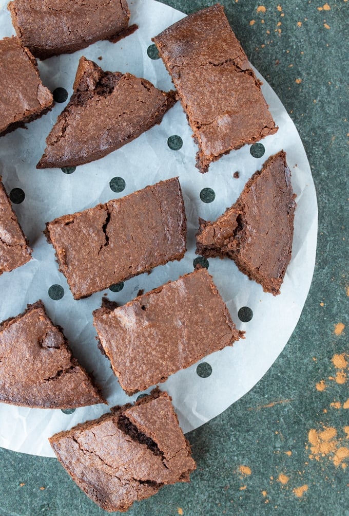 finished air fryer brownies cut up