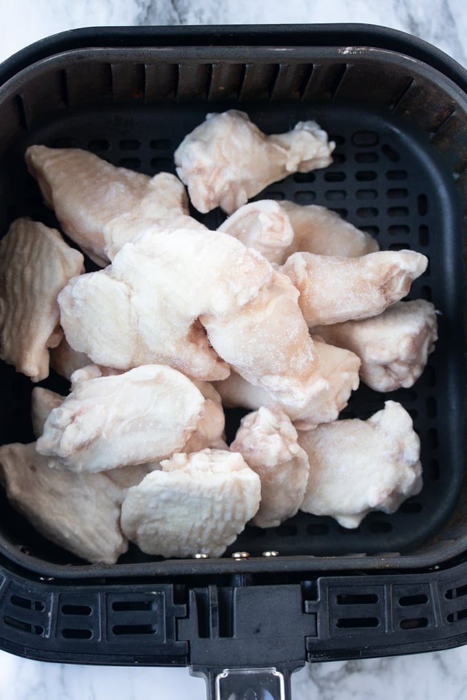 frozen chicken wings in air fryer basket