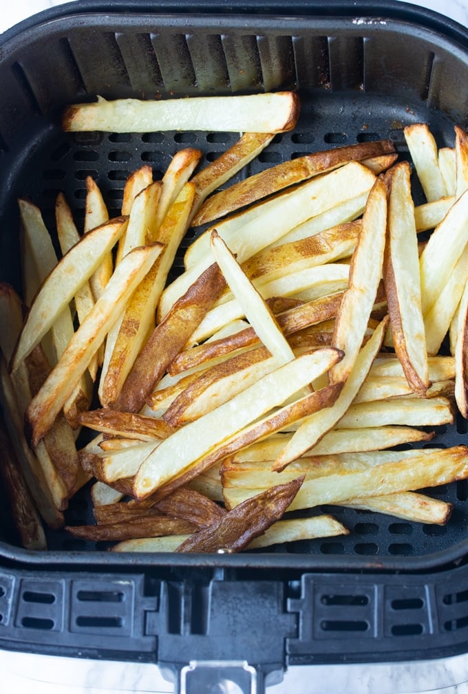 air fryer french fries in basket