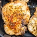 cooked pork chops in air fryer basket