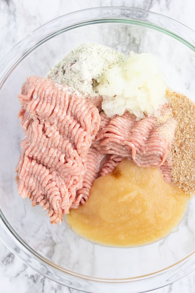 ingredients for air fryer turkey burgers laid out in bowl