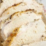 turkey breast sliced on white plate