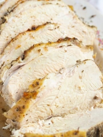 turkey breast sliced on white plate
