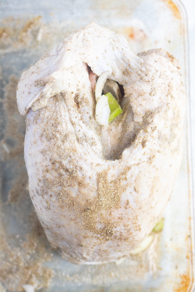 raw bone in turkey breast with seasoning 