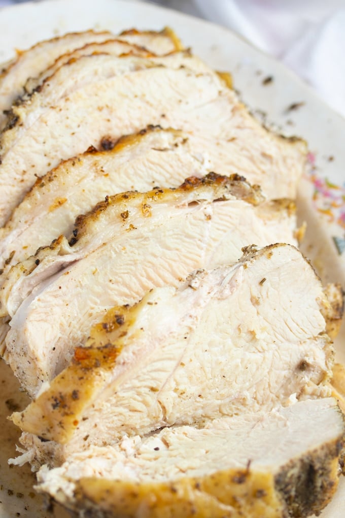 turkey breast sliced on a plate