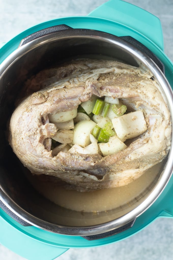 raw bone in breast with seasoning inside instant pot