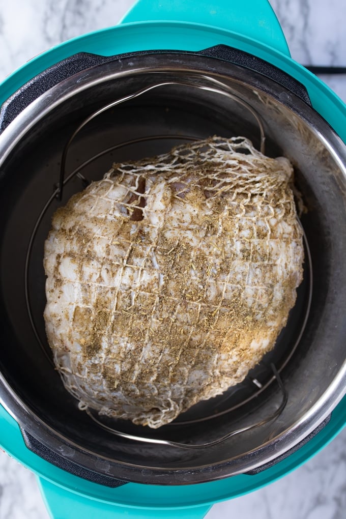 raw seasoned boneless turley breast in instant pot