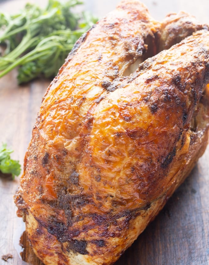 Air Fryer Roasted Turkey Breast on a cutting board