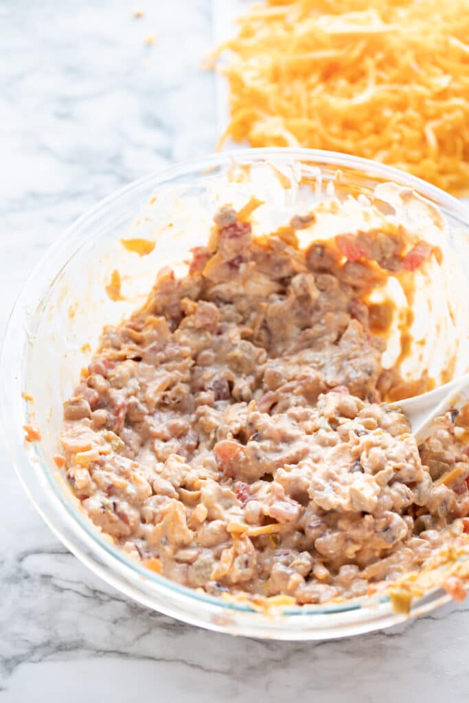 black eyed pea dip mixed in bowl