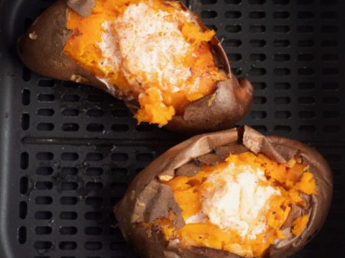Air Fryer Sweet Potato with Hot Honey Butter