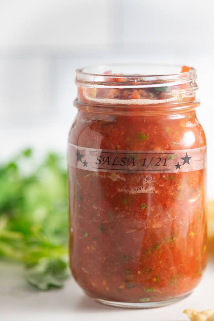 salsa in a jar with the date of 1/21 on it